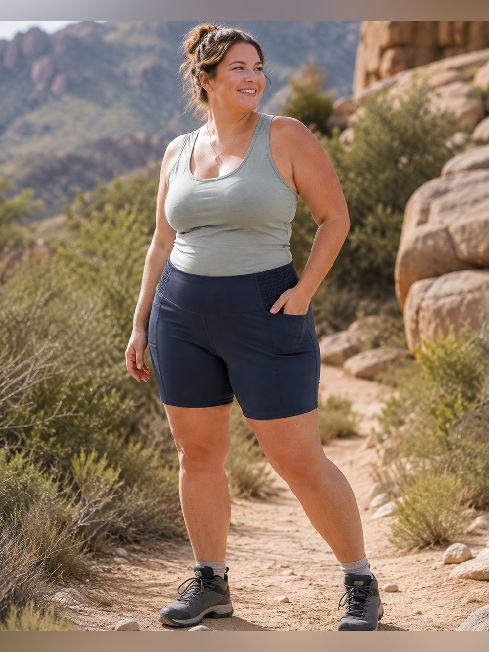 Maurices Navy High-Rise Bike Shorts with Side Pockets